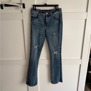 Express Distressed Blue Boot Cut Jeans